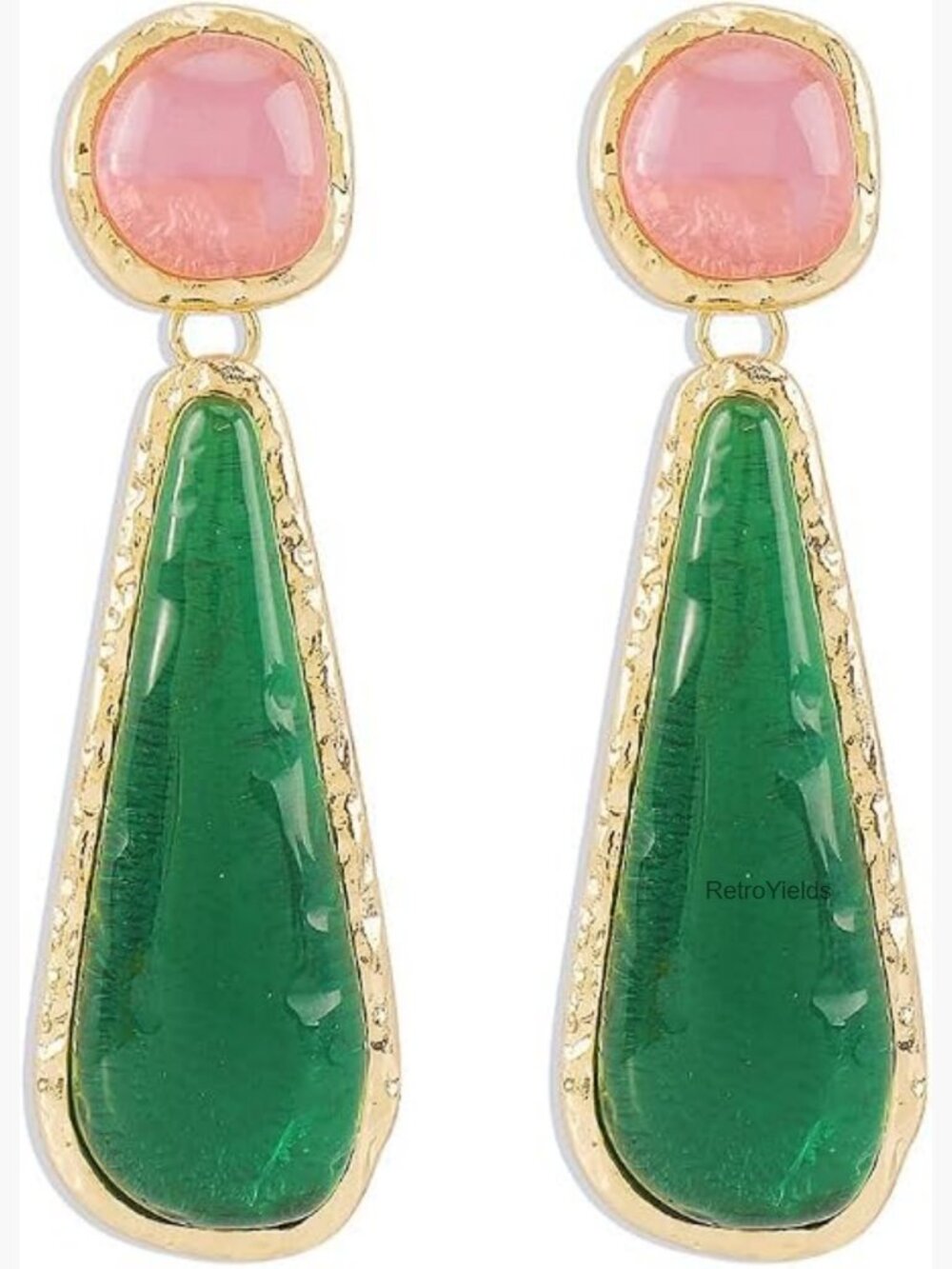 Long Teardrop Dangle Earrings Gold Plated Resin Geometric Triangle Statement